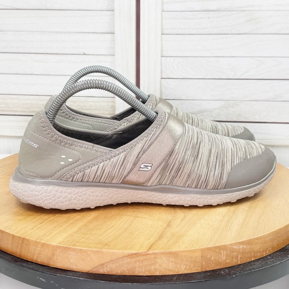 Skechers Microburst Knit Slip On Sneakers Taupe Beige 9.5